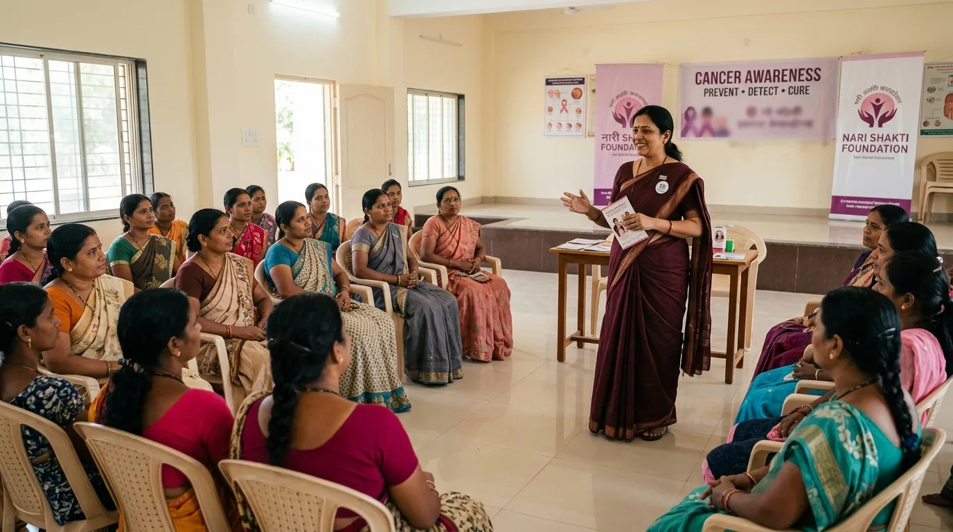 Women attending a cancer awareness session